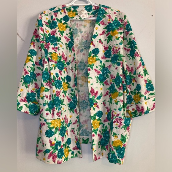 Vintage 70s open floral blazer - Picture 1 of 10